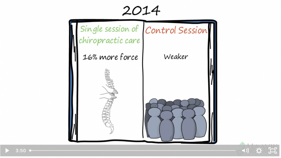 Screenshot from video showing a journal of chiropractic adjustments